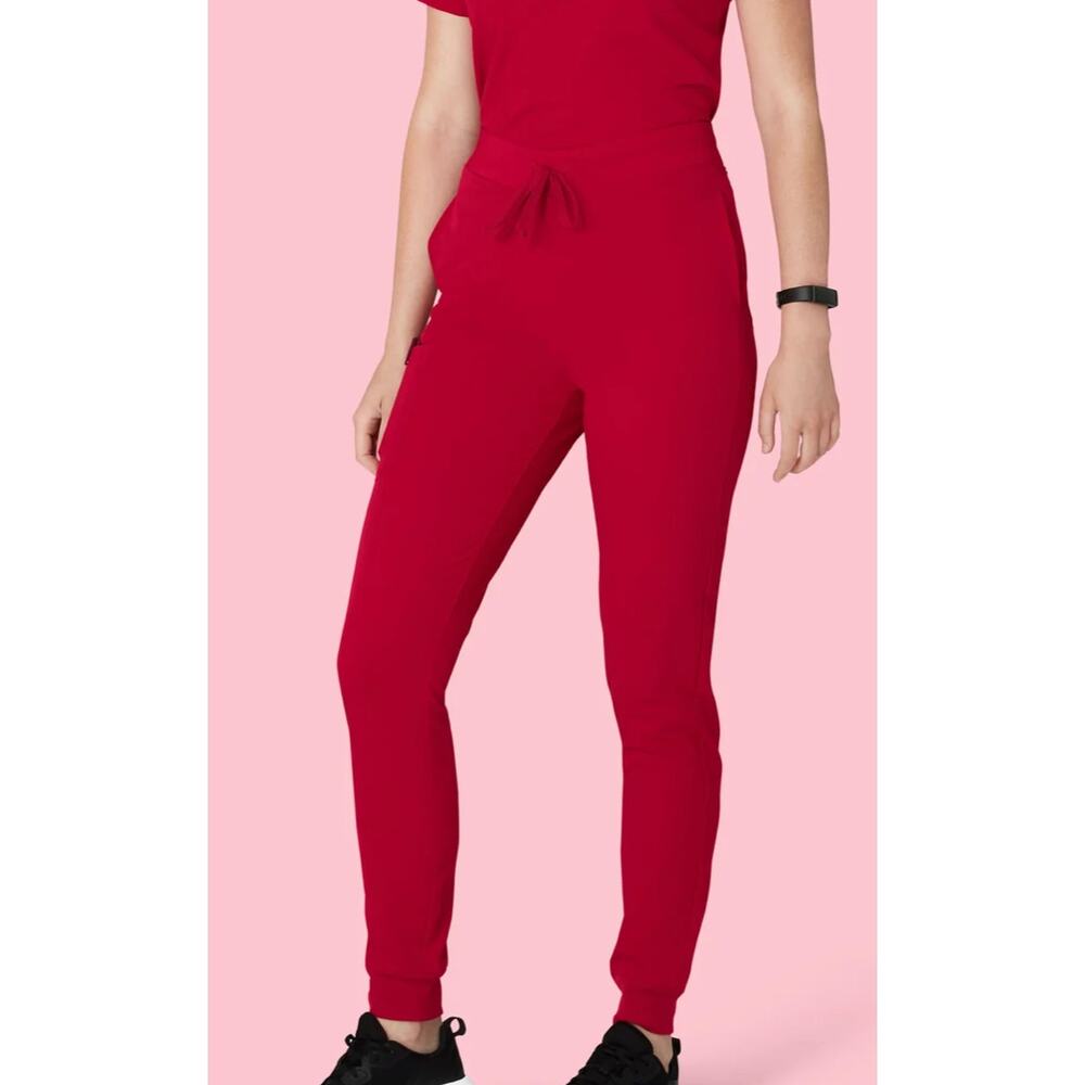Mandala Women's Candy Red One Pocket Top and High Waisted Joggers Set - Size M